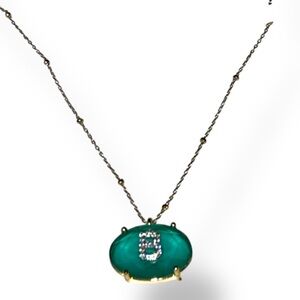 Anthropologie Serefina urban vintage Gold and Aqua Green Necklace “B” Initial